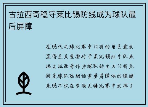 古拉西奇稳守莱比锡防线成为球队最后屏障
